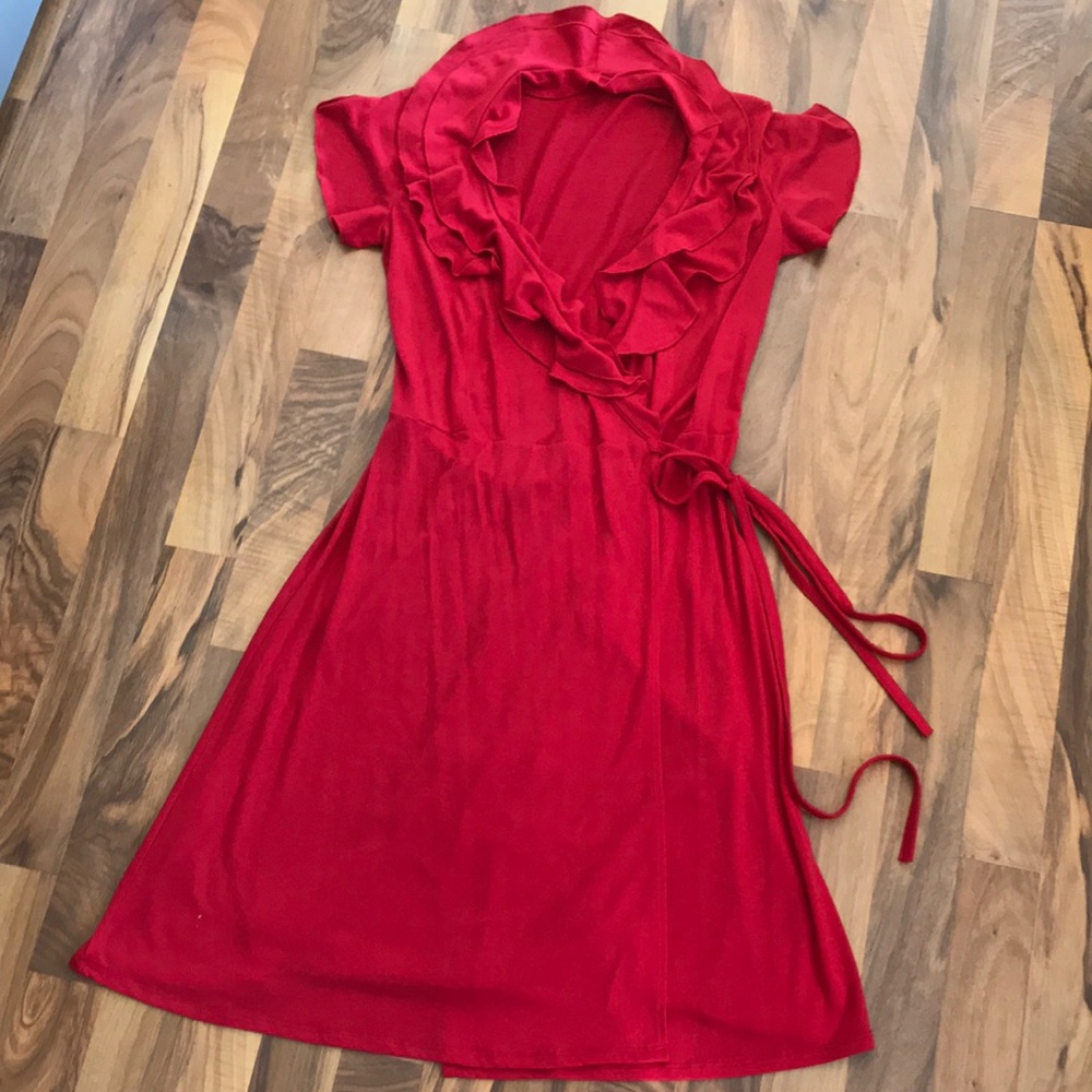 Red wrap dress